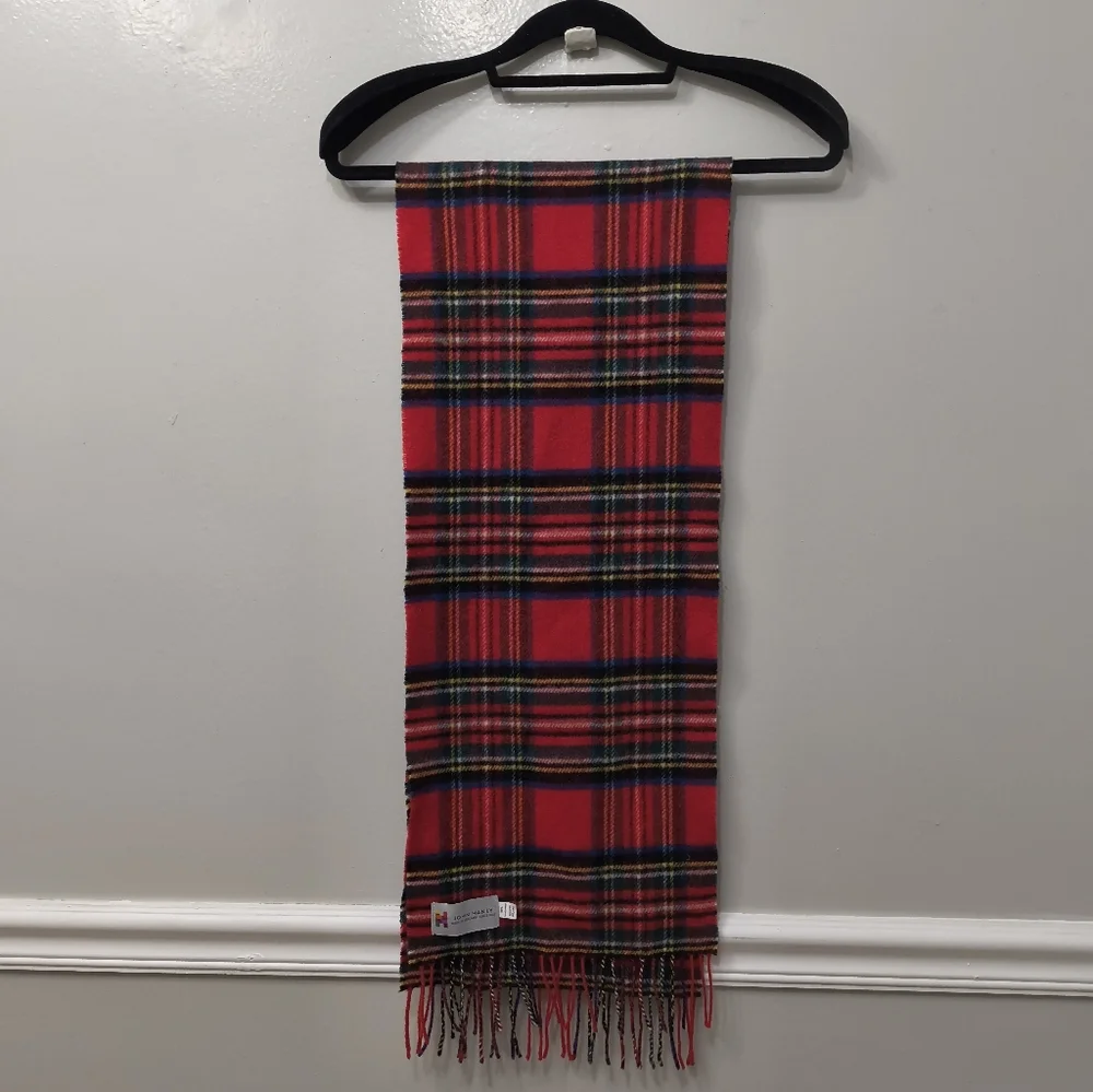 John Hanly Unisex 100% Lambs Wool Plaid Multicolor Scarf Made In Ireland Outdoor